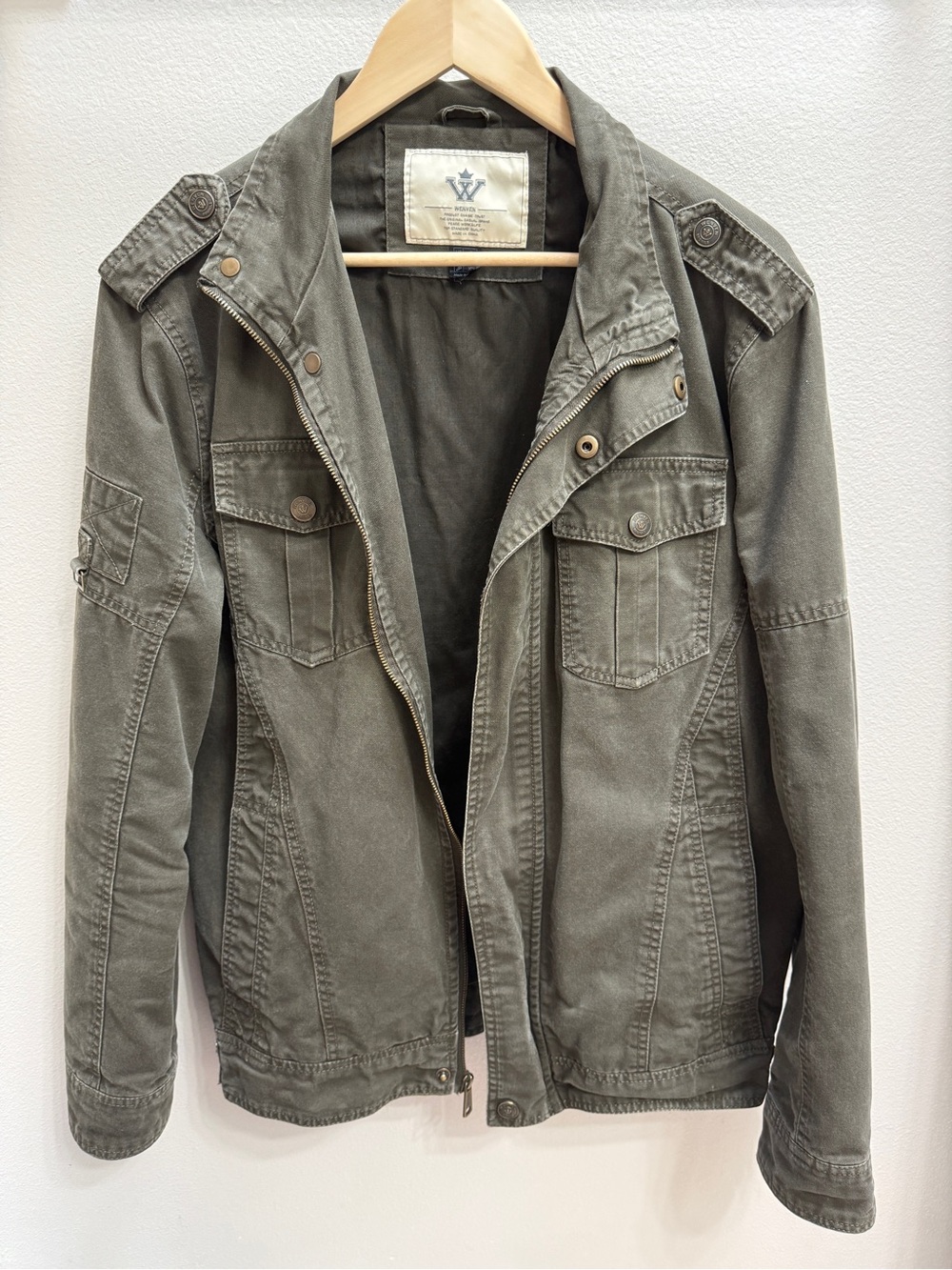 Men’s Wenven Olive Green Army Military Utility Jacket. Size S